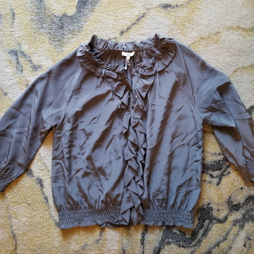 Joie Silk Ruffle Front Blouse/Shirt